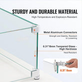 Gas Fire Pit Wind Guard for Square Fire Table 15 x 15 x 7 inch Clear Tempered Glass Shield 031 inch Thick with Hard Corner Bracket and Feet